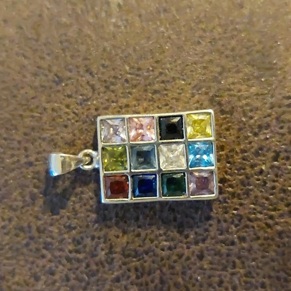 Genuine gem stone sterling silver pendant